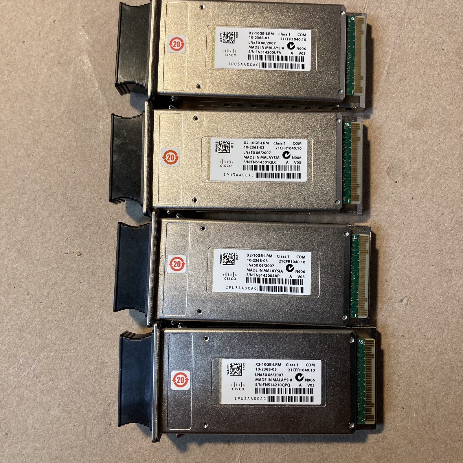 Cisco X2-10GB-LRM  10-2368-03 Fibre Optic Transceiver Modules Lot 4x