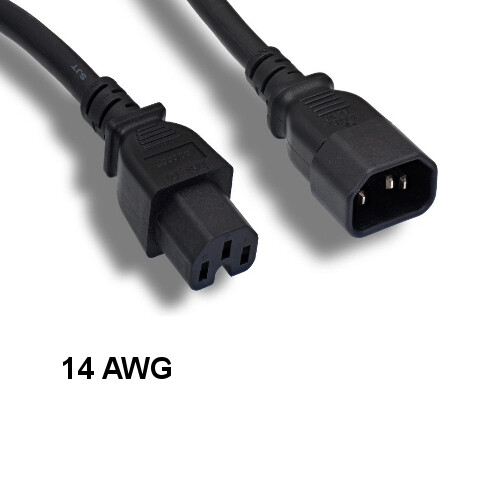 10x 10ft Black Power Cable IEC60320 C14/C15 14AWG 15A/250V SJT PDU UPS System