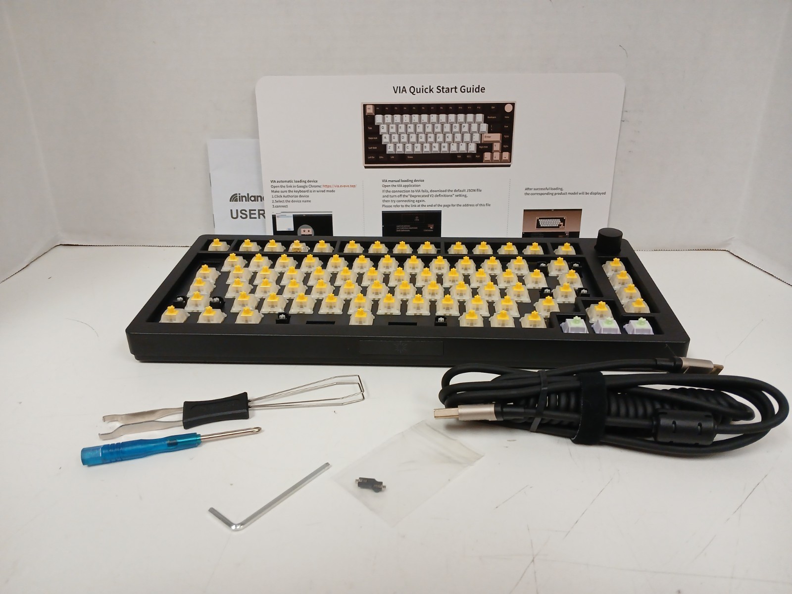 Inland MK Max 75% 3Mode Barebone Keyboard, Black   *FOR PARTS*  (#1)