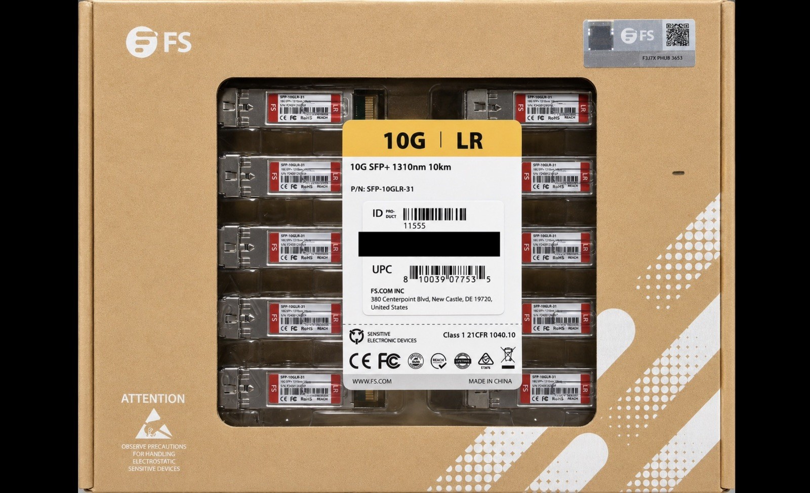 FS SFP-10GLR-31 10G SFP+ LR 1310nm 10km Duplex LC Transceiver Lot 10