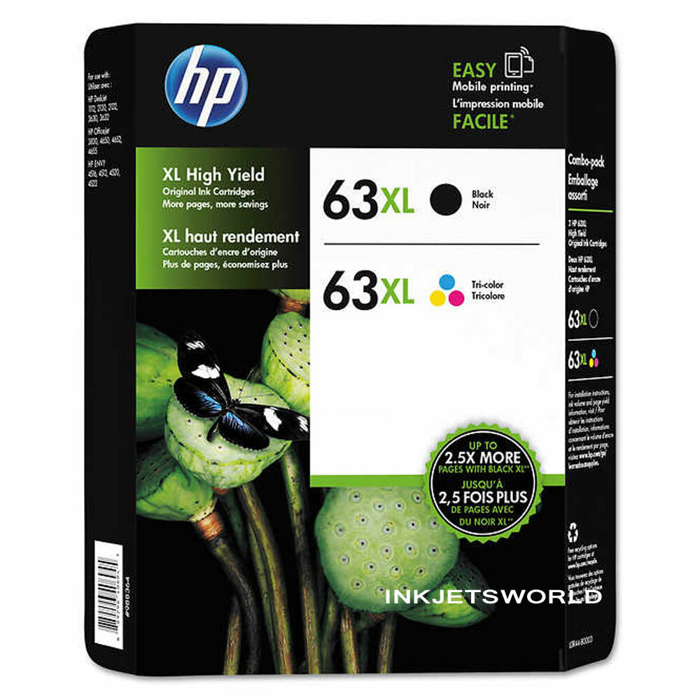 HP 63XL Black and Color Combo Ink Cartridges Set Genuine in Box