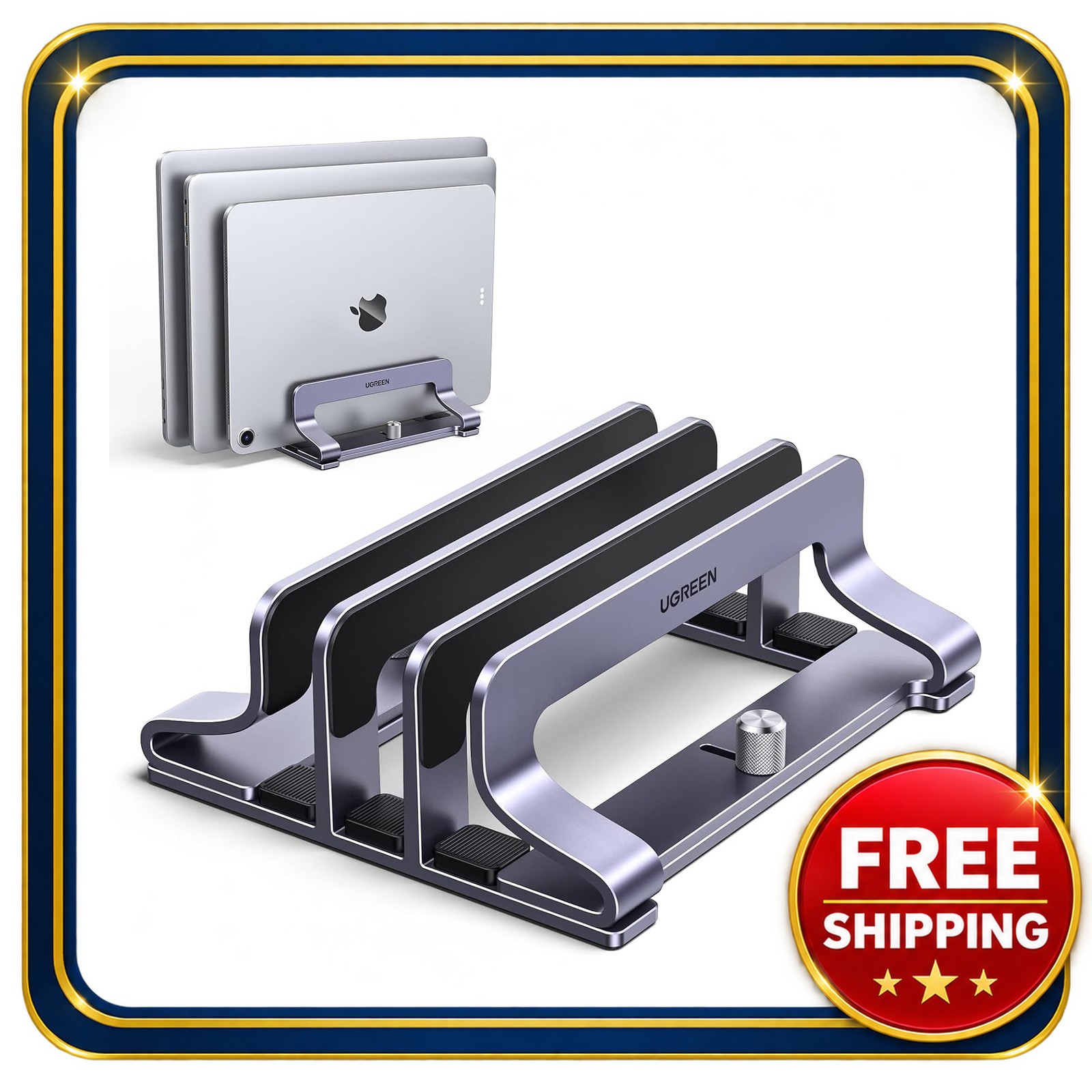 Laptop Stand Holder Vertical 3-Slot Aluminum for MacBook Pro Air 17.3"