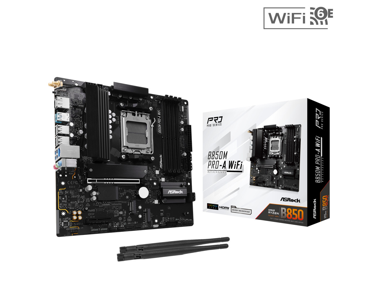 ASRock B850M PRO-A WIFI AM5 AMD B850 SATA 6Gb/s Micro ATX Motherboard