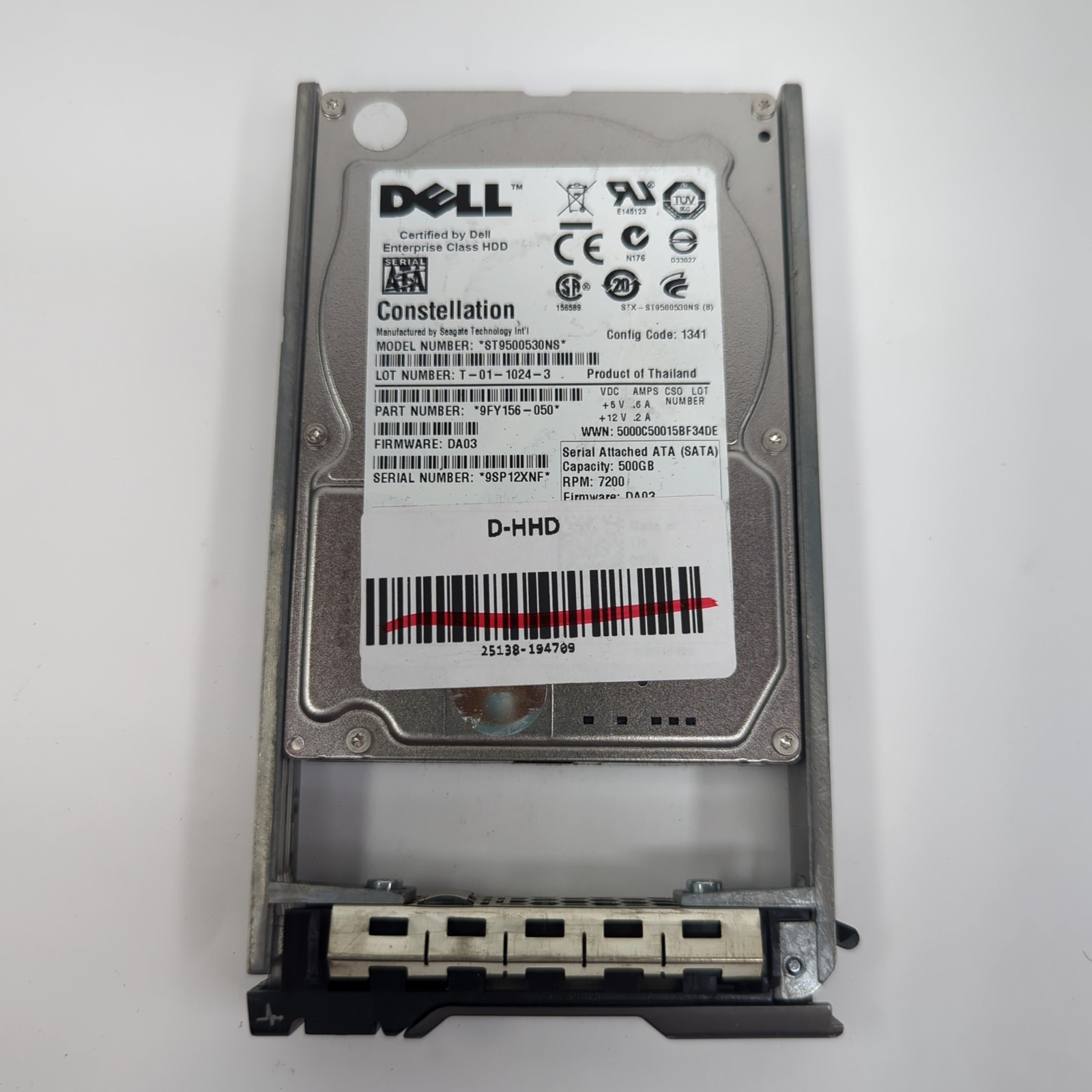 Enterprise HDD 500GB Dell Seagate Constellation 2.5" SATA w/ PowerEdge Tray