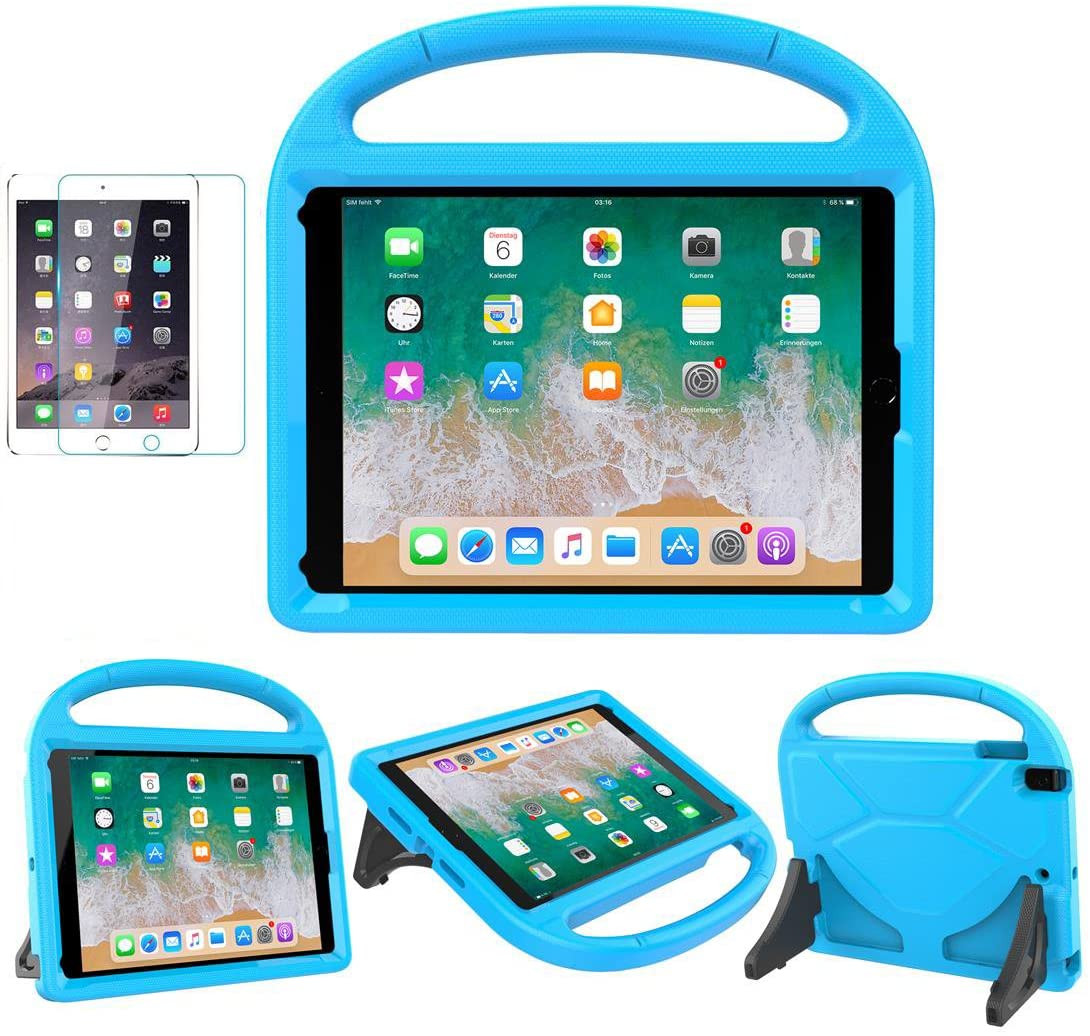 Funda Protectora para iPad 9.7 Pulgadas con Asa y Soporte para Ninos Azul