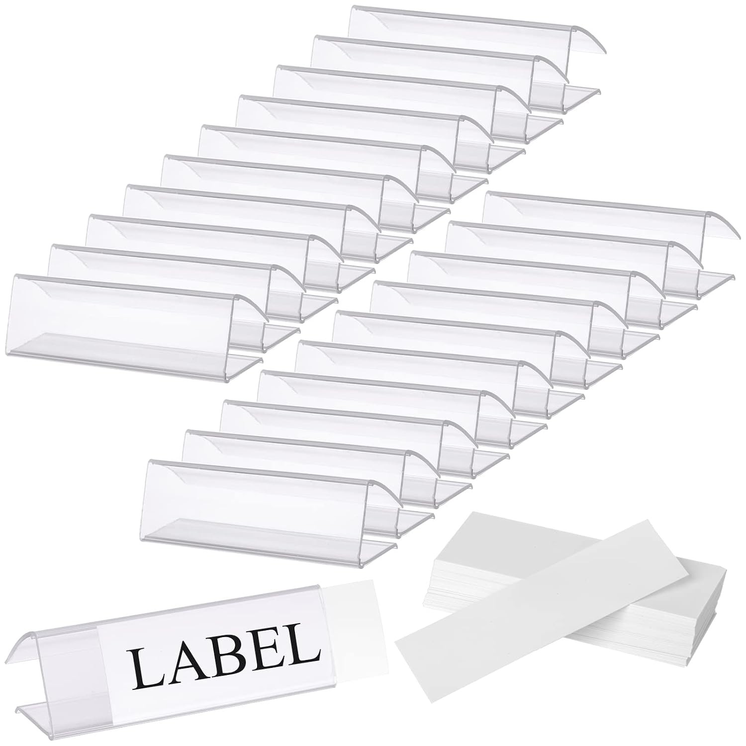 Clear Plastic Label Holder 3x1 with Label Inserts Office Supply Set 100 Pcs