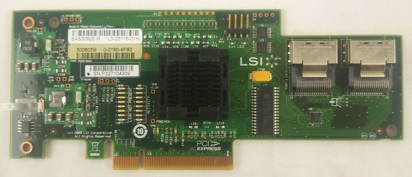 LSI SAS3082E-R L3-25116-01H SAS RAID Controller IBM 44E8690