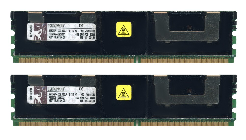 KINGSTON 8GB 2x4GB DDR2 2Rx4 PC2-5300F 667MHz KTD-WS667/8G 9930727-002.B00LF ECC