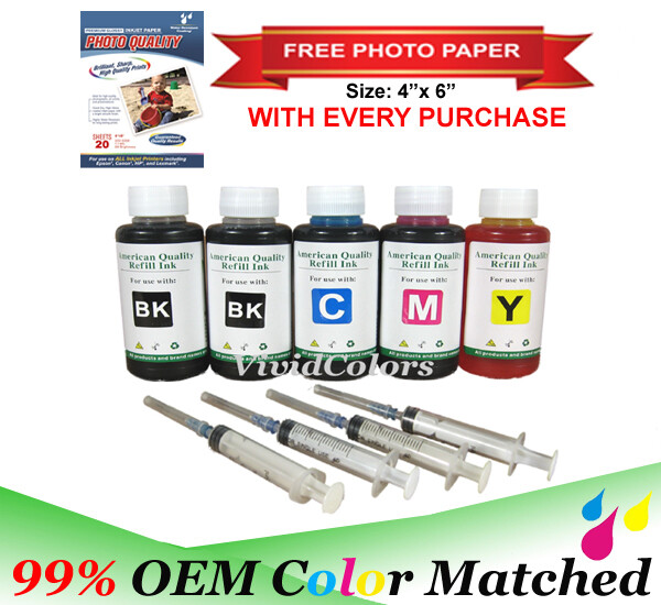 500ml 4 color bulk Ink refill ink kit w syringe for ALL HP printers inkjet