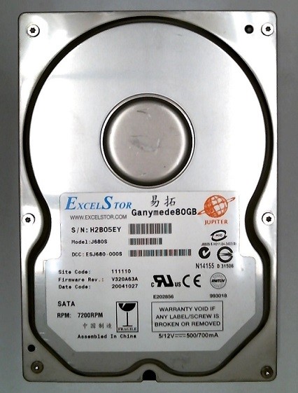 80GB SATA ExcelStor Jupiter Gaming ES-J680S 7200RPM HDD 3.5" Hard Drive