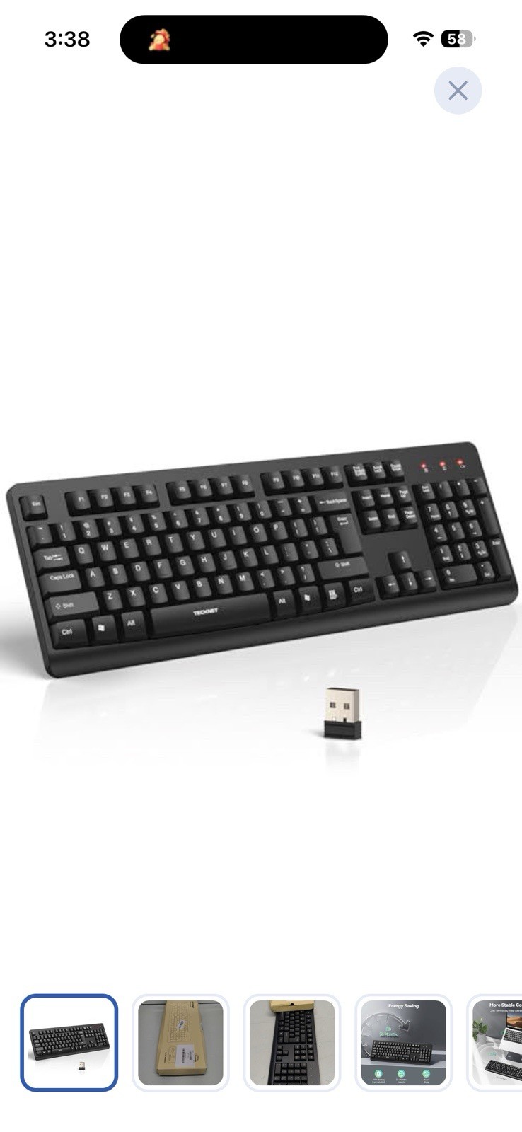 TECKNET Wireless Ergonomic Rechargeable Keyboard (Model TK-KB030)