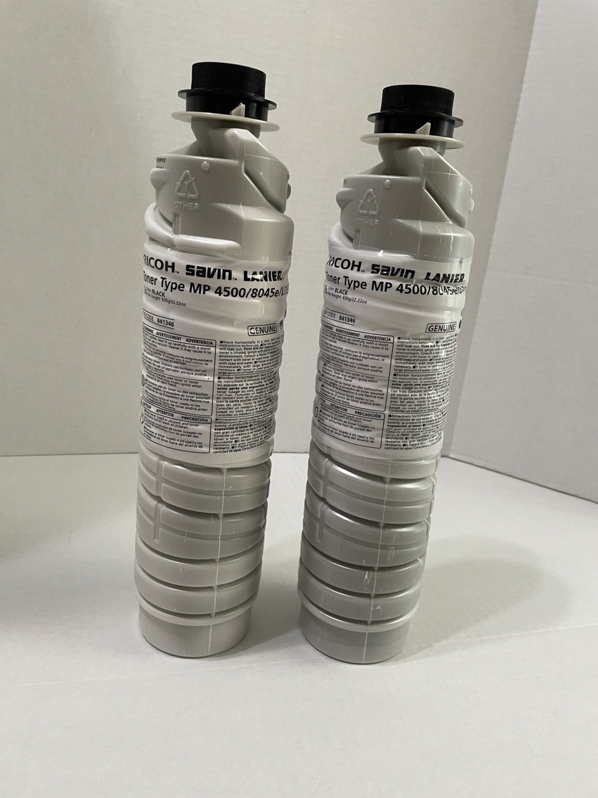 Lot of 2 RICOH Savin Lanier MP 4500 8045e LD345  Black Toner Bottle 841346