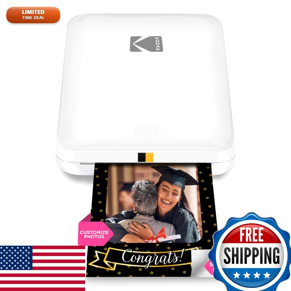 KODAK Step Slim Instant Photo Printer RODMPS20W White