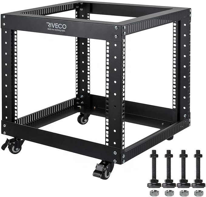RIVECO 9U Open Frame Server Rack with Casters#1983HK1