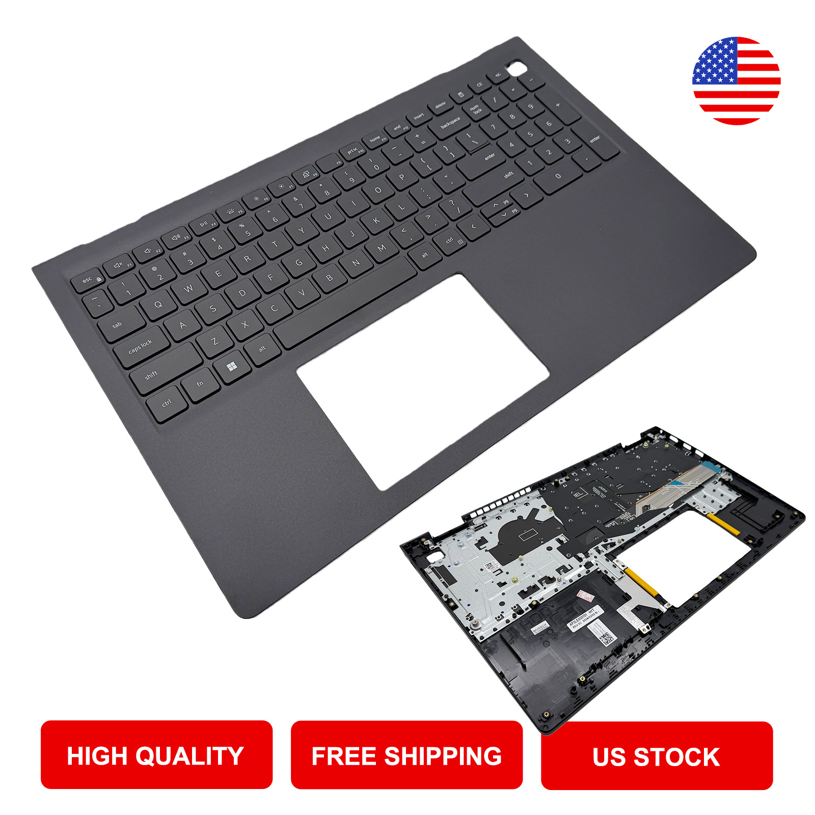 NEW Black Palmrest Backlit Keyboard for Dell Inspiron 15 3510 3511 3515 3520