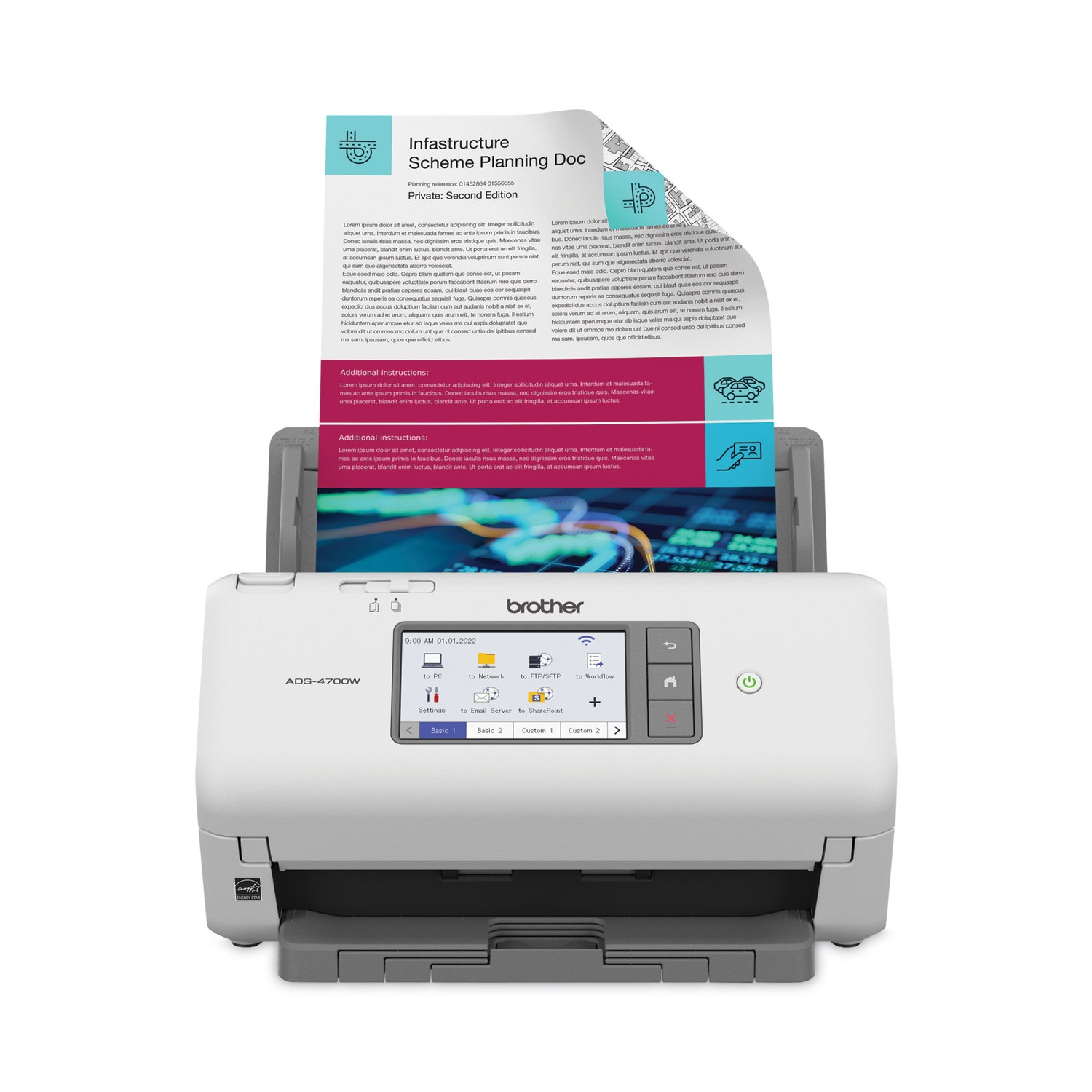 ADS-4700W Professional Desktop Scanner, 600 dpi Optical Resolution, 80-Sheet Aut