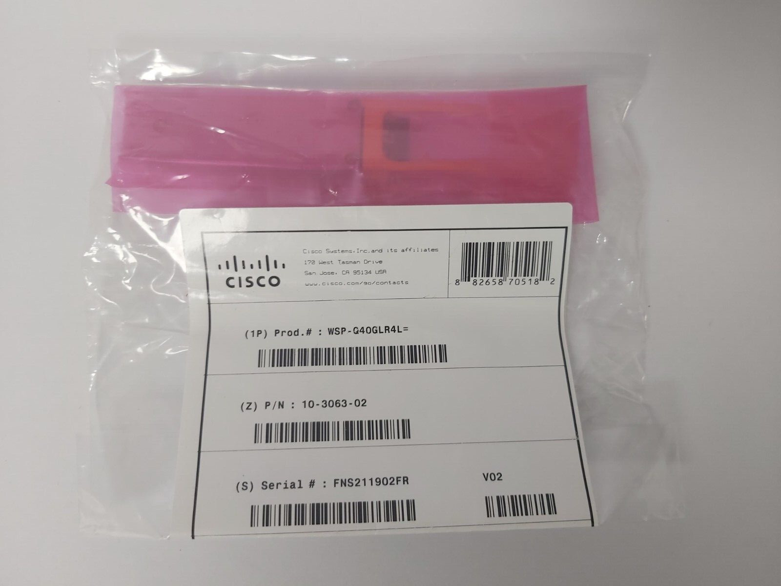 Cisco WSP-Q40GLR4L 40GBASE LR4-LITE 1310NM SMF QSFP OPTICAL TRANCEIVER