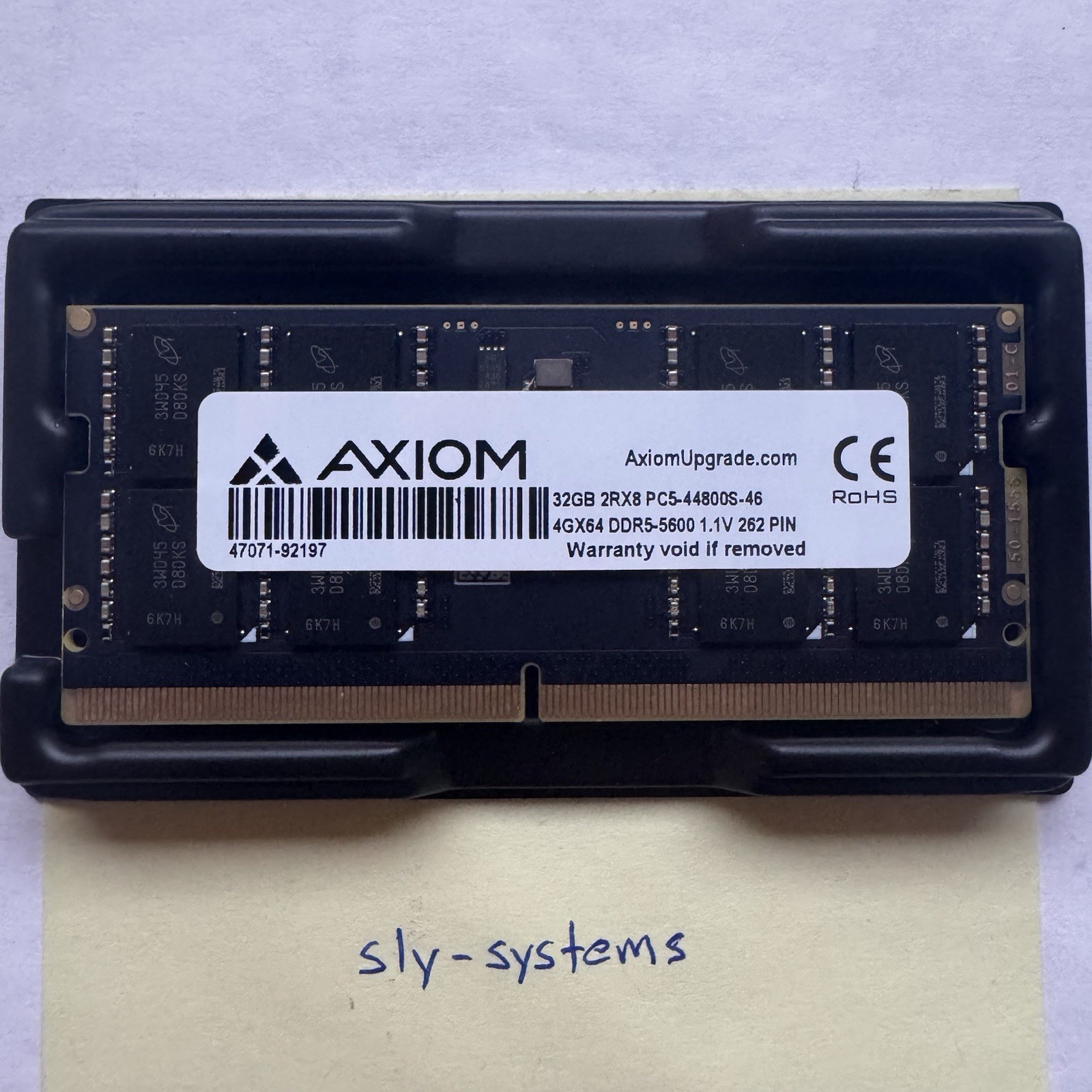 Axiom 32GB 2RX8 DDR5-5600 PC5-44800S SODIMM Laptop Memory