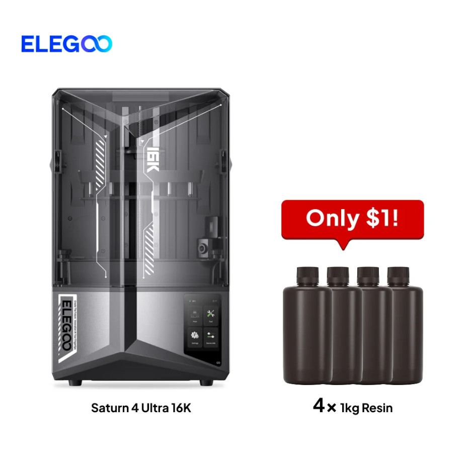 ELEGOO Saturn 4 Ultra 16K Resin LCD 3D Printer Get 4 kg Resin for Just $1