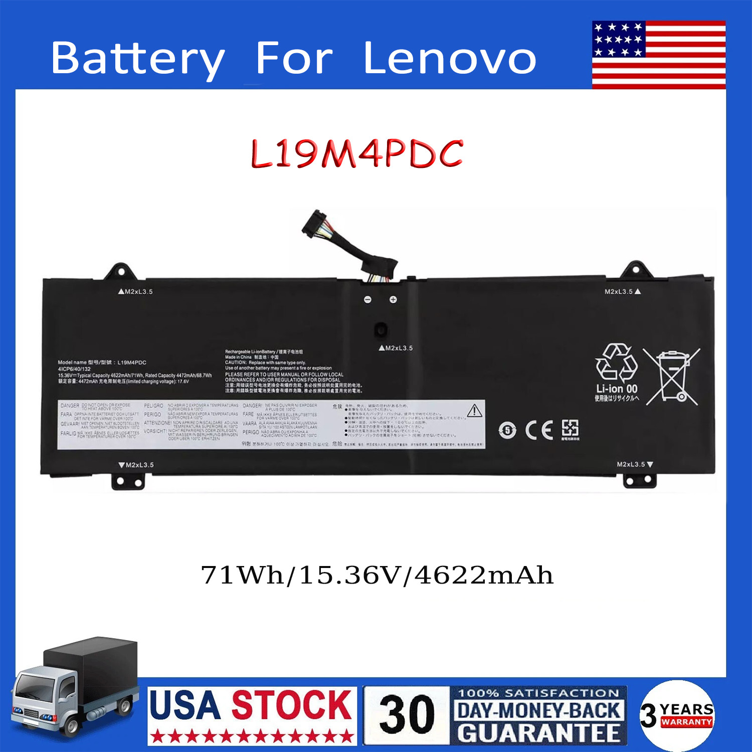 L19C4PDC L19M4PDC L19L4PDC Battery For Lenovo Ideapad Yoga 7-14ITL5 7-15ITL5 New