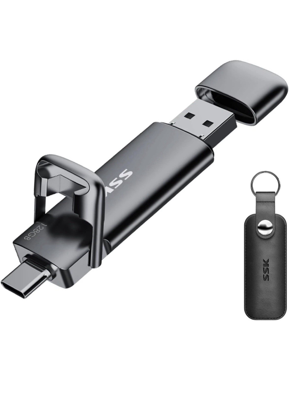 SSK 128GB Dual USB C Flash Drive,2-In-1 Type C+ USB a 3.2 Gen2 Solid State Thumb