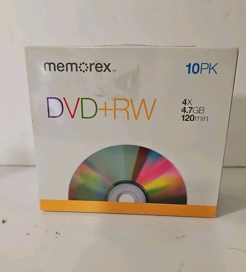 NEW 10PK Memorex DVD+RW Lot of 10 Discs Total 4X 4.7GB 120Min. With Jewel Case.