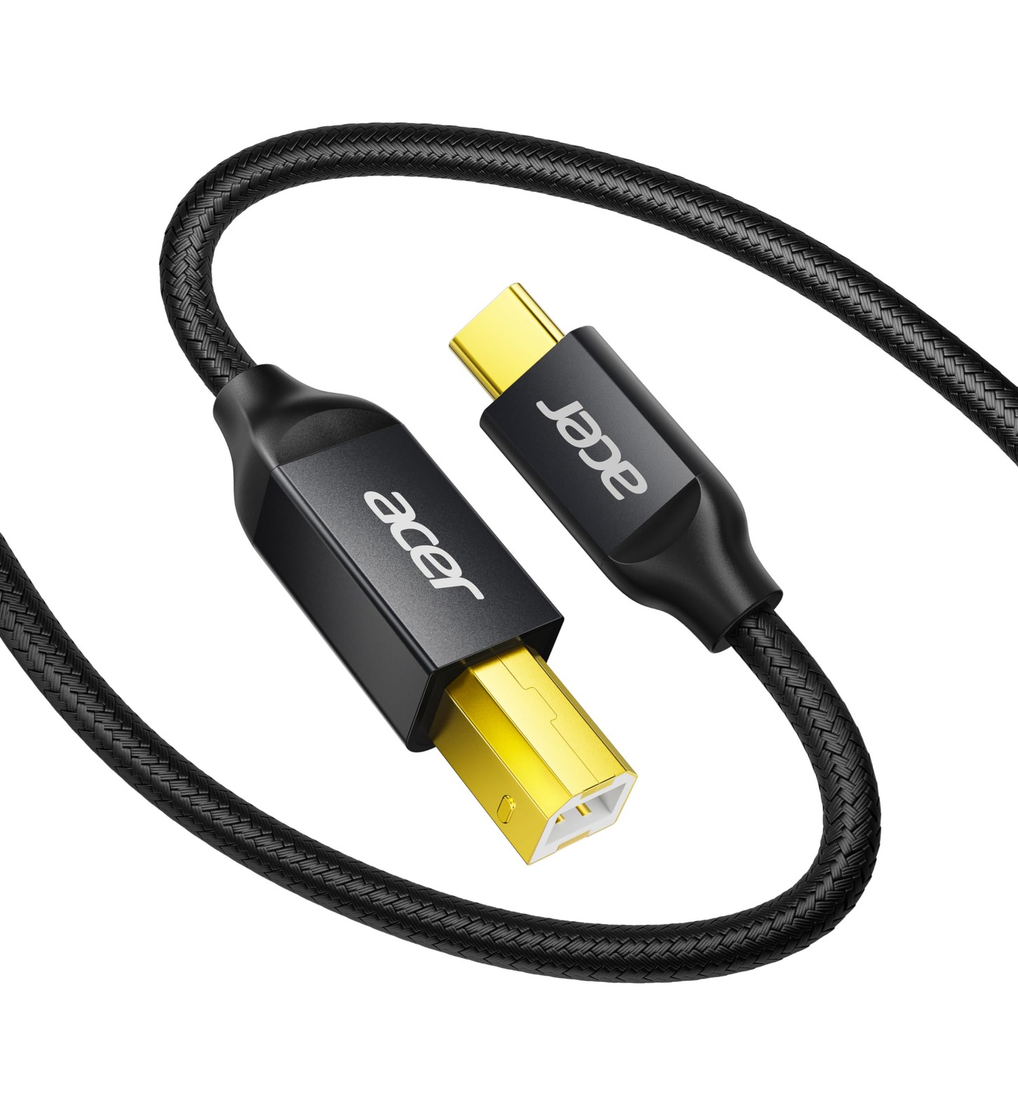 Acer USB B to C Printer Cable 10 FT, Nylon Cord C 10 FT