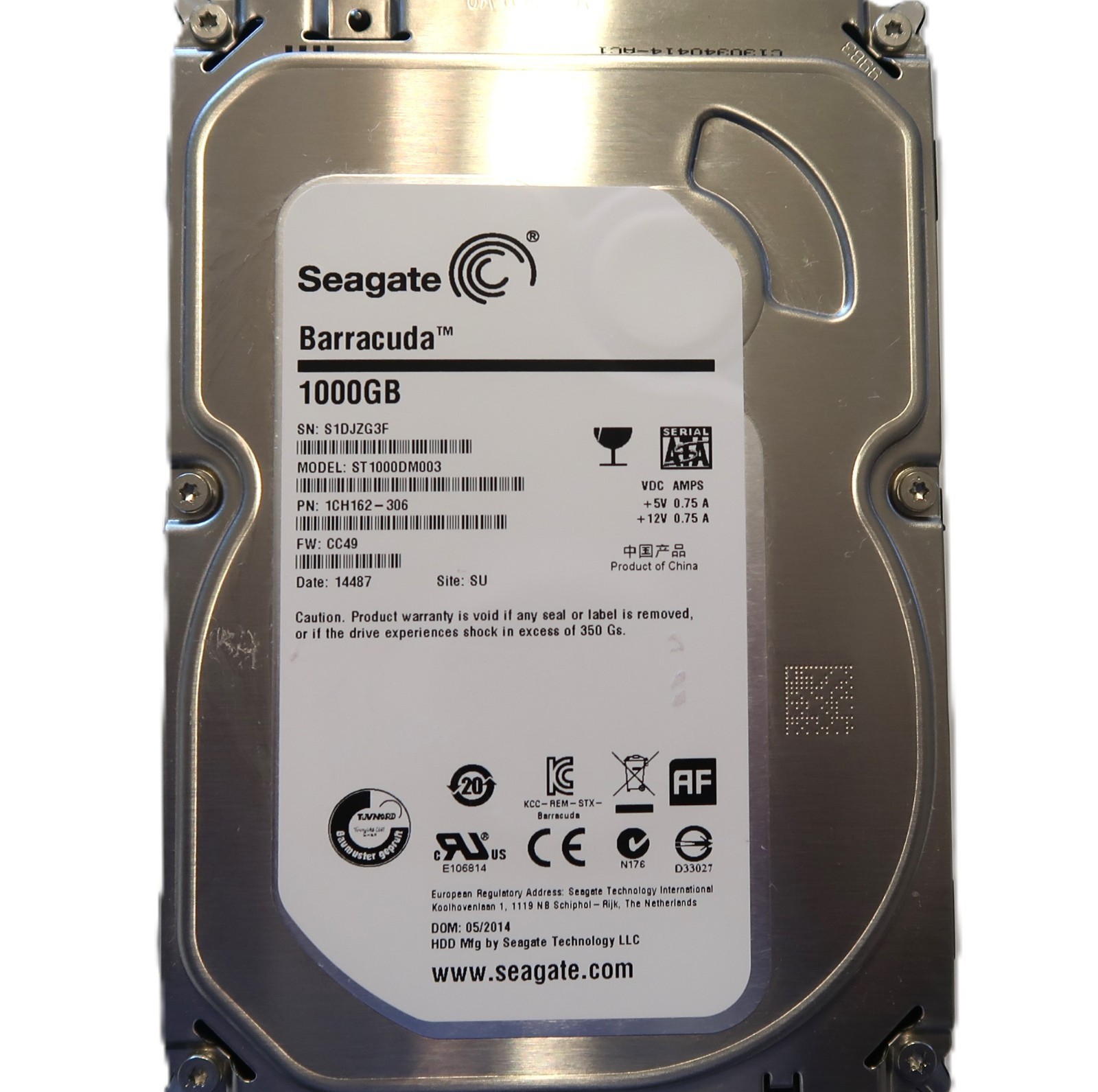 Seagate ST1000DM003 1CH162-306 CC49 (S1DJ) SU China 3.5" 1TB Sata HDD 05/2014