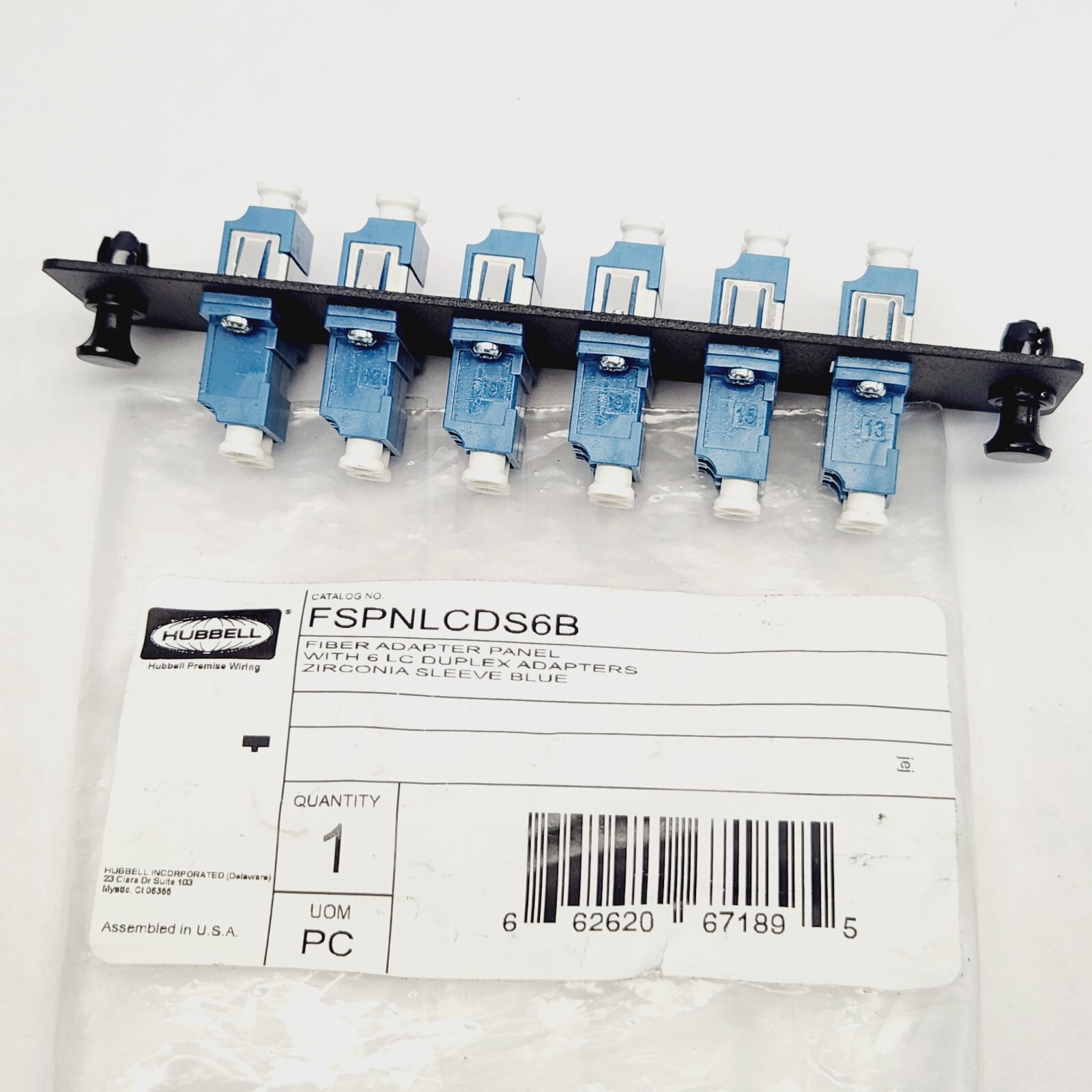HUBBELL  FSPNLCDS6B  FIBER OPTIC PANEL ADAPTER  12 FIBER  6 PORT