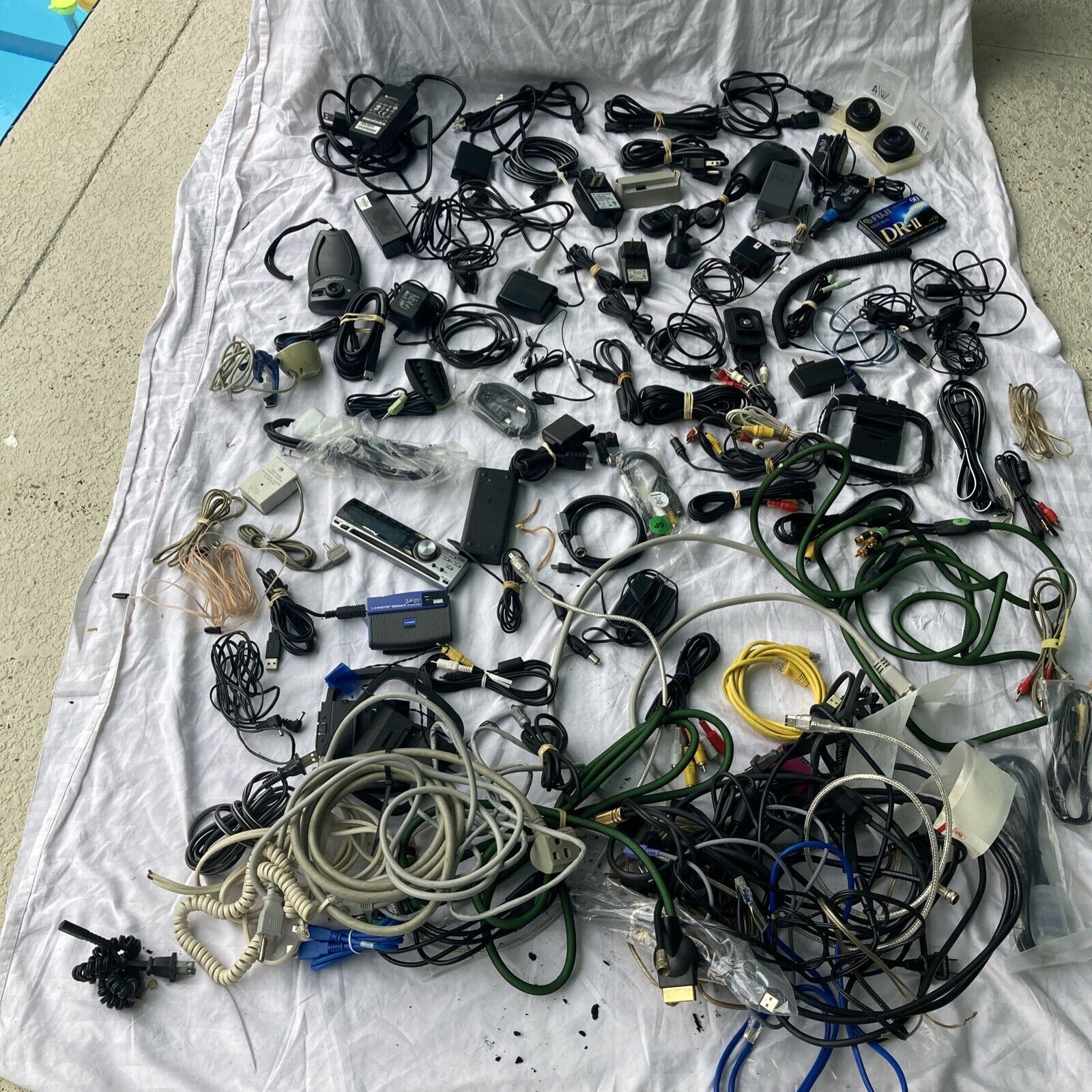 Lot Of  Sony USB Cords Random Assortment , Adaptor, Cam Lens And More AS IS