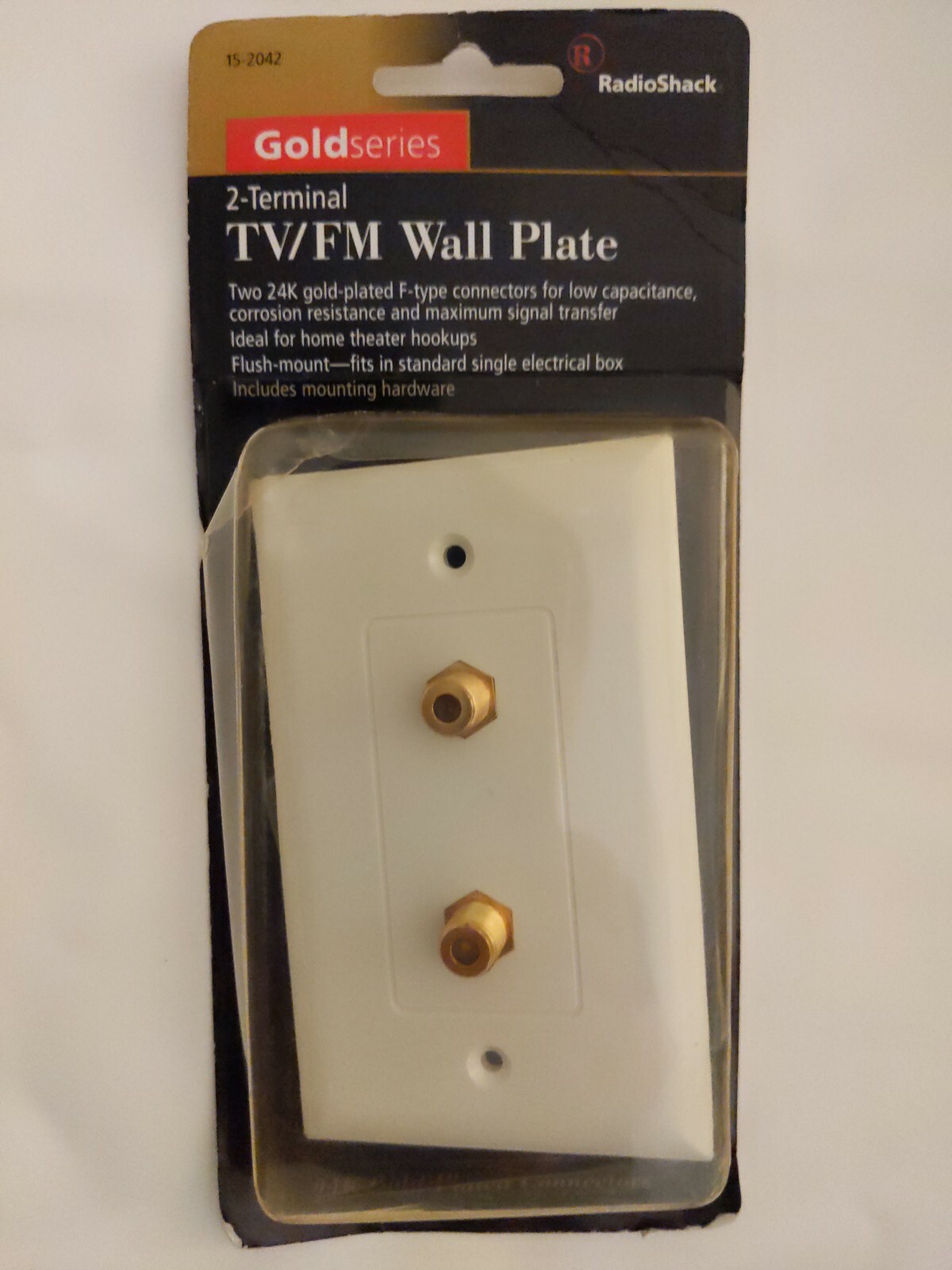 Radio Shack F-Type Dual Port TV Coaxial Coax RG6 RG59 Wall Plate Gold Plated