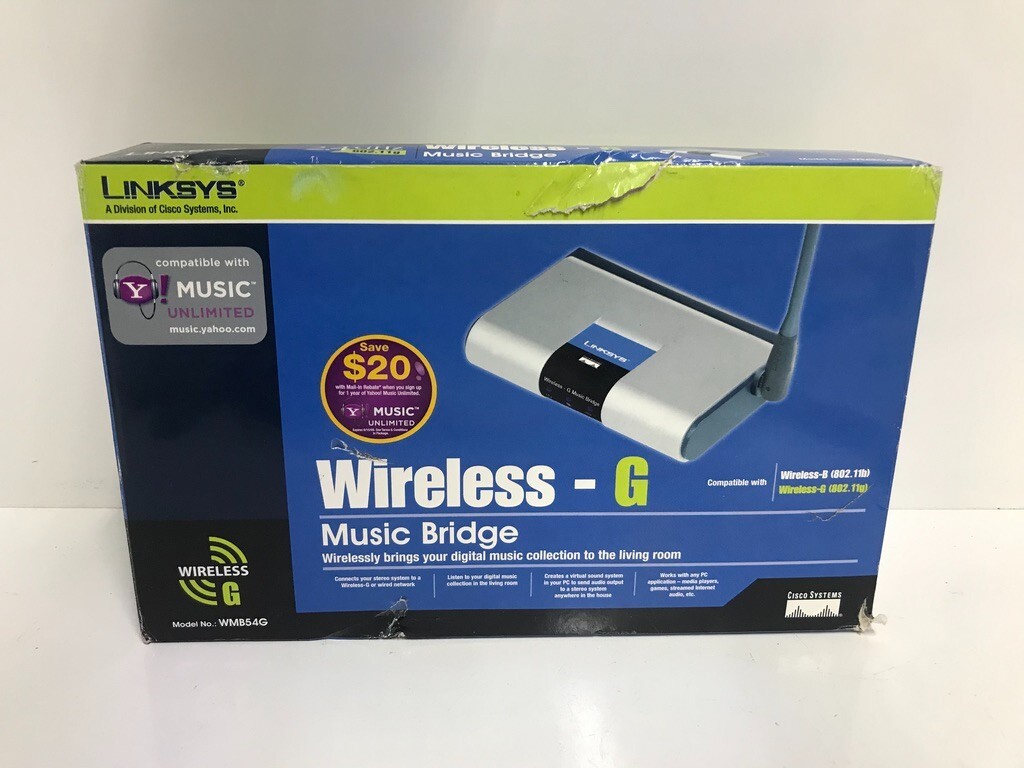 Cisco Linksys WMB54G Wireless G Music Bridge 2.4 Ghz 802.11g New