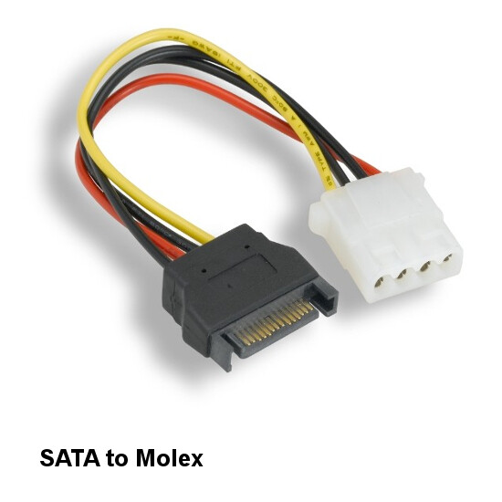 KNTK 7inch SATA Male to Molex LP4 Female Cable for PC HDD MB Internal Power Cord