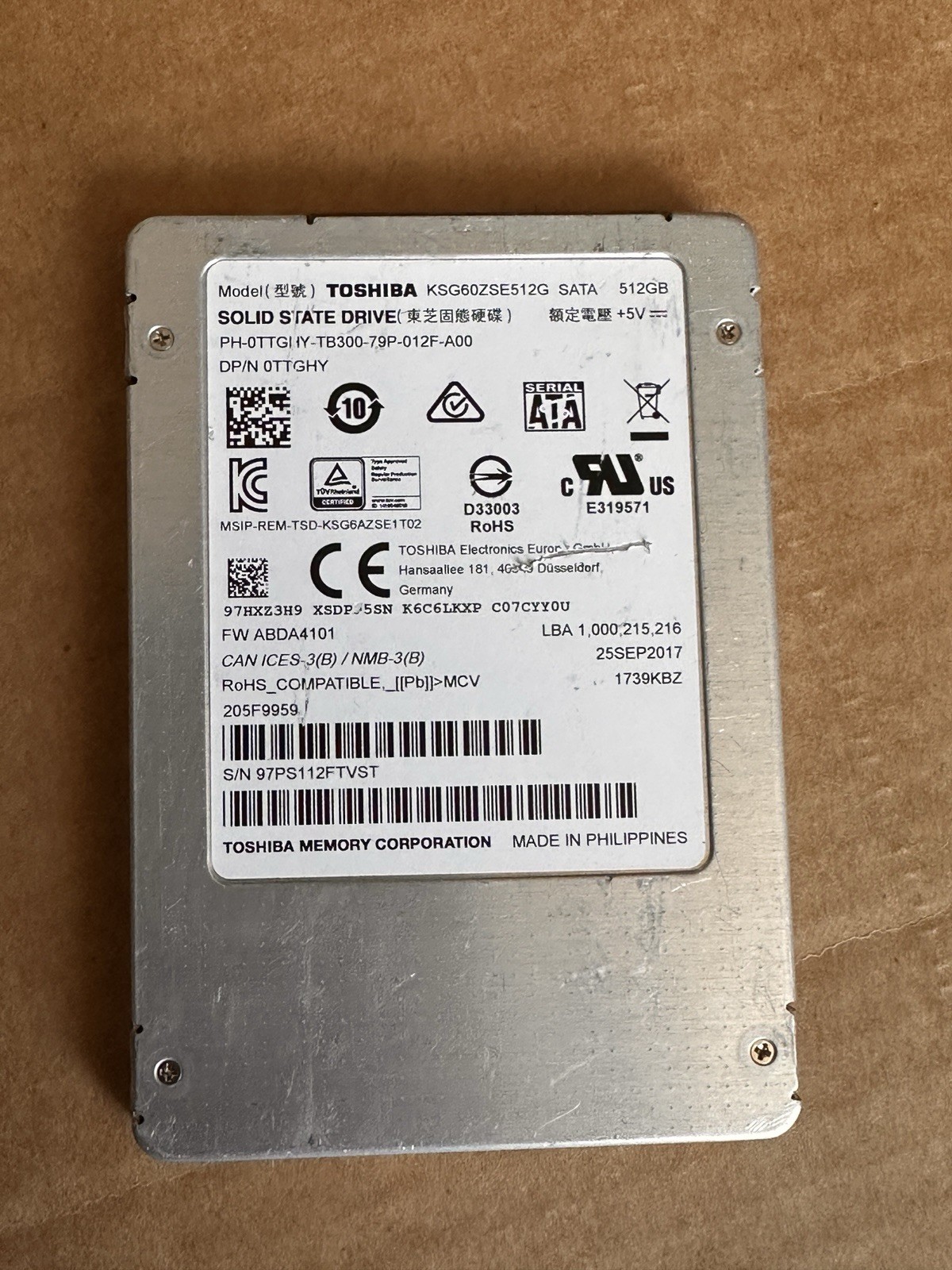 Toshiba 512GB SSD 2.5 Sata