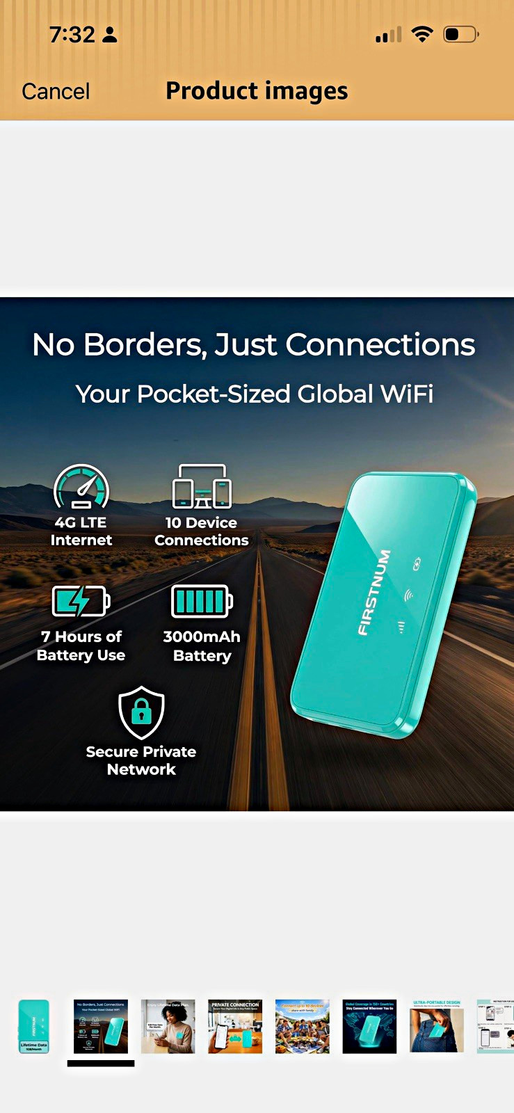 FIRSTNUM 4G LTE Unlocked Mobile WiFi Hotspot Wi‑Fi 6 USB‑C, Green