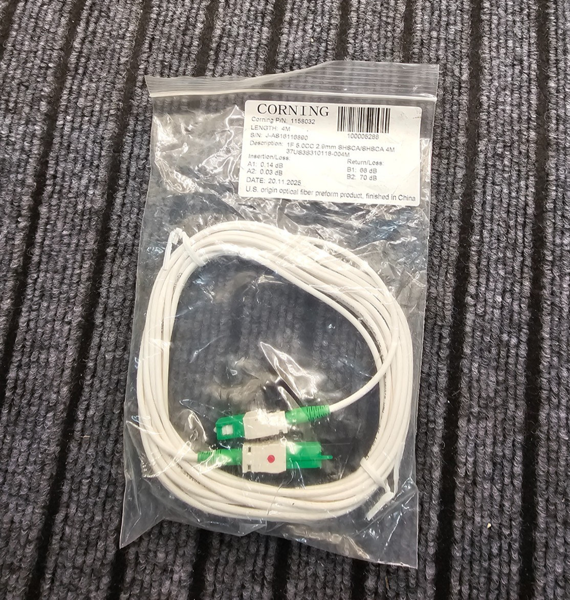 CORNING 1158032: 4m Optical Fiber Patch Cable 1F 5.0CC 2.9mm SHSCA/SHSCA 