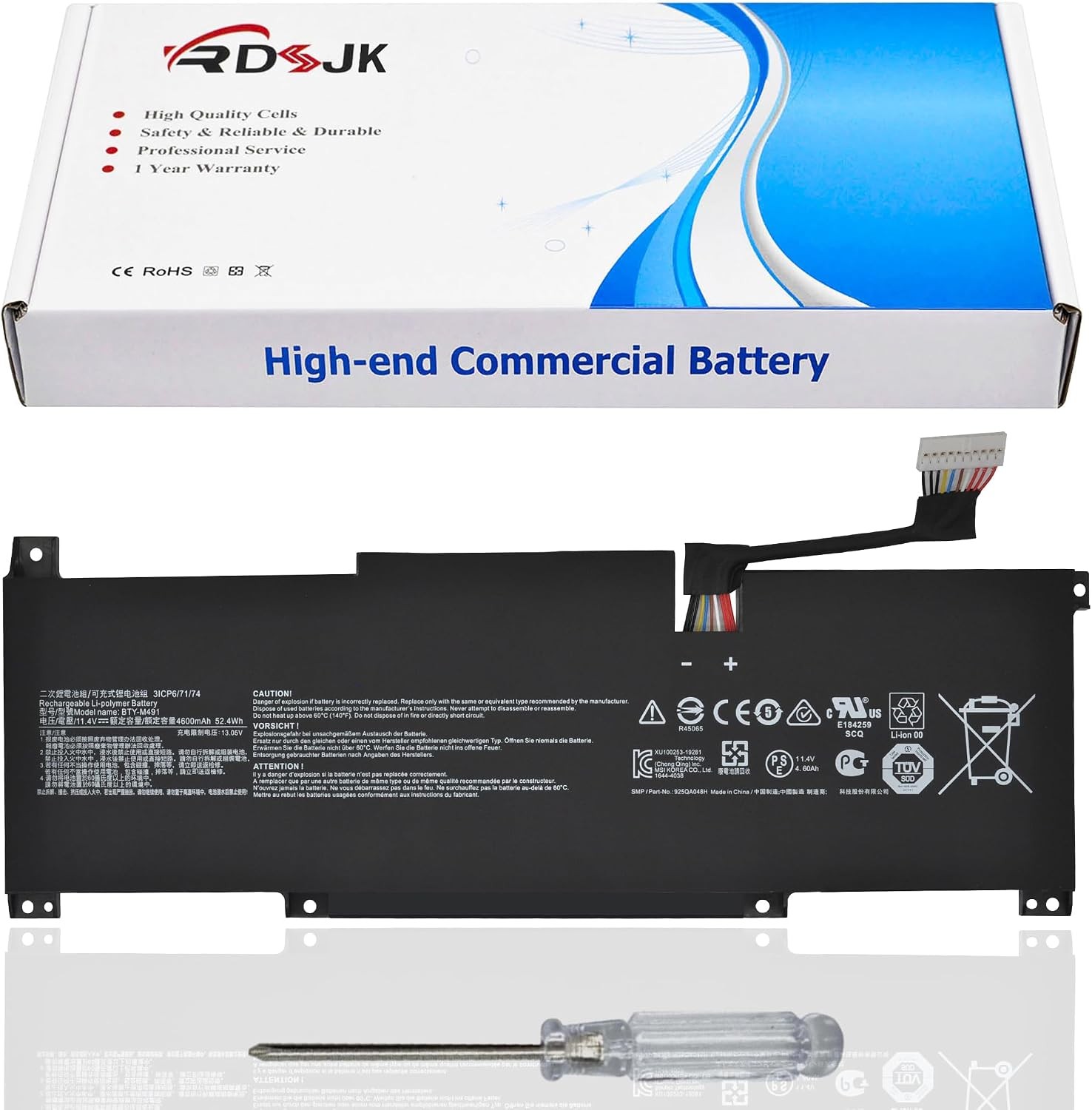 BTY M491 Laptop Battery for MSI Modern 15 A10M A10M 028DE A10M 029 A10RAS