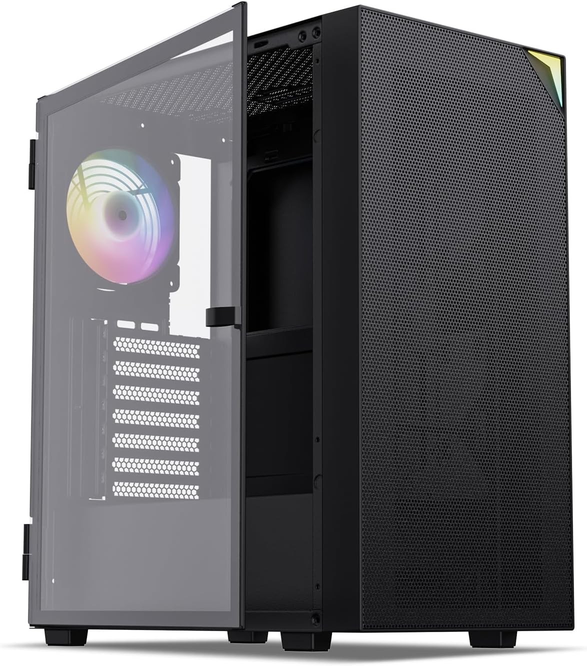 Vetroo AL800 Mid Tower ATX PC Computer Case - Door Opening Design Tempered Glass