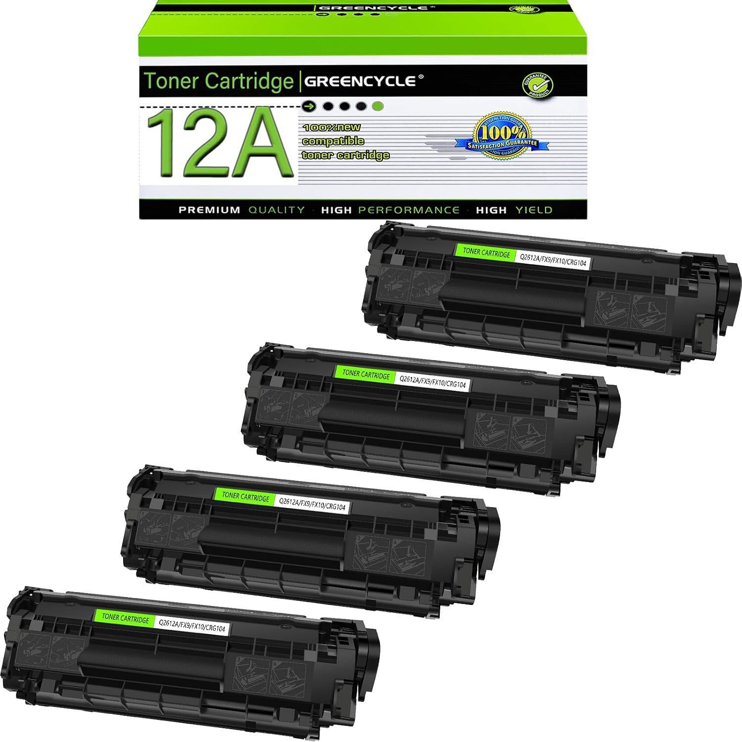 4 PACK Q2612A Toner Cartridge for HP 12A LaserJet 1020 1022 1018 1012 M1319 3050