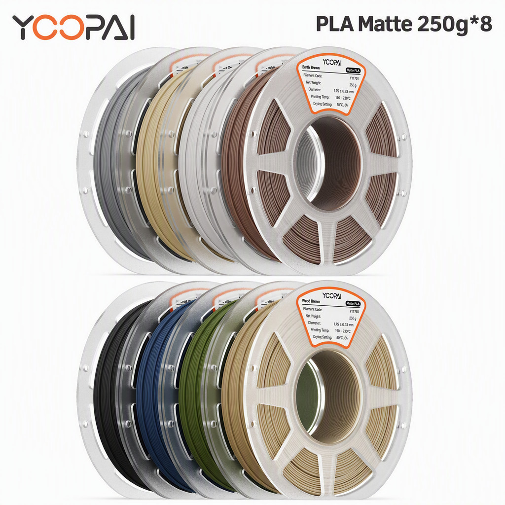 YOOPAI PLA  Matte Filament 8x250g Bundle with Spool for Bambu Lab 3D Printer