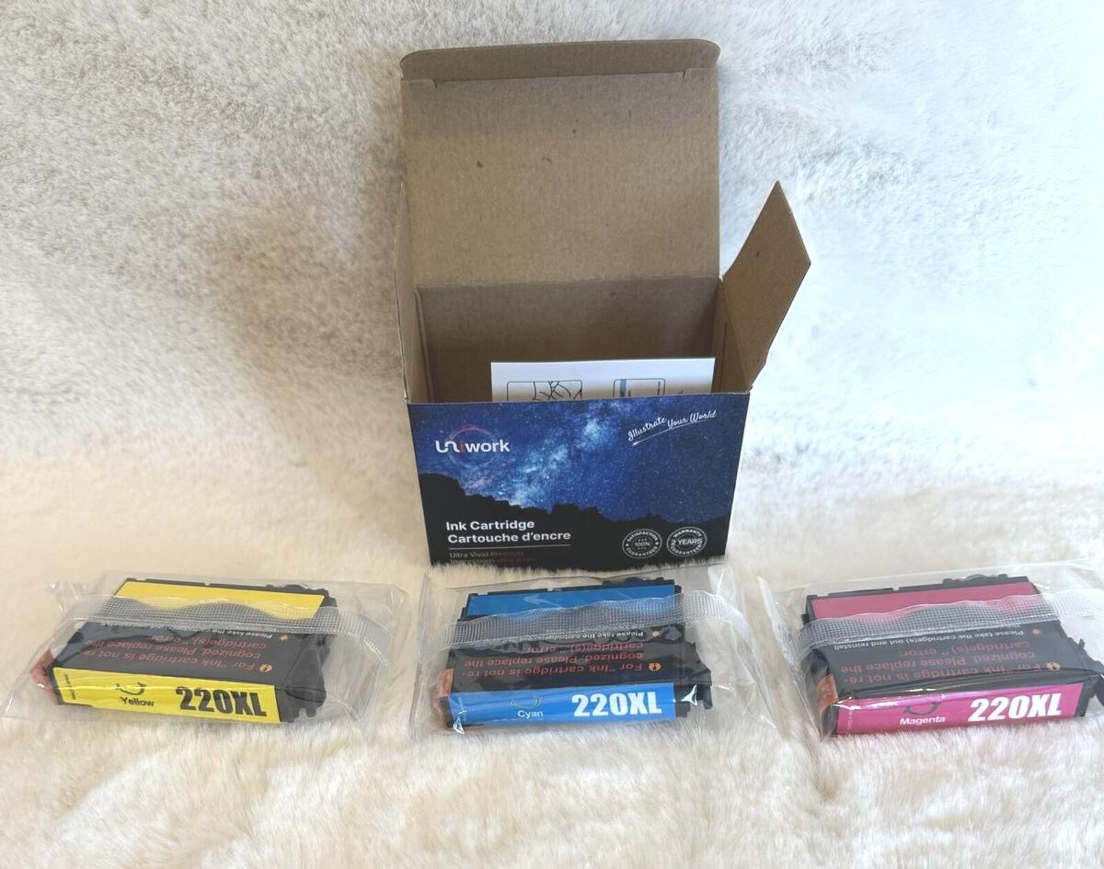 Epson 220XL Ink Cartridges Cyan Magenta Yellow WF XP Printers Unopened 3 Pack