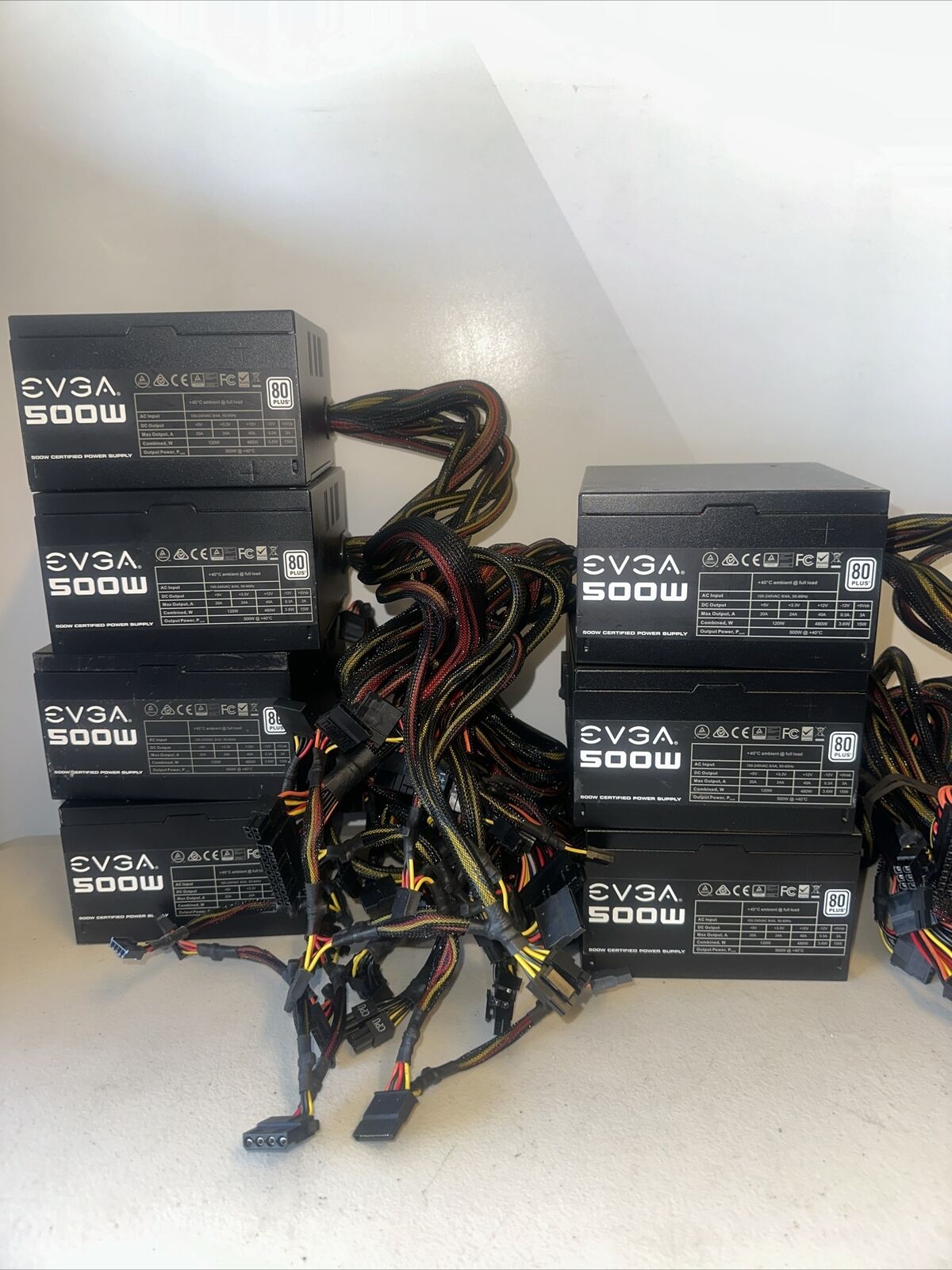 Lot Of 7 EVGA 500w Watt 80 Plus ATX Power Supply/ For Parts Only/not Working