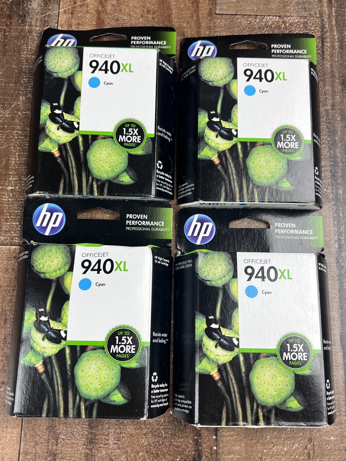 Lot 4 Genuine OEM HP 940XL C4907AN High Yield Cyan Ink Sealed Retail Box 2015