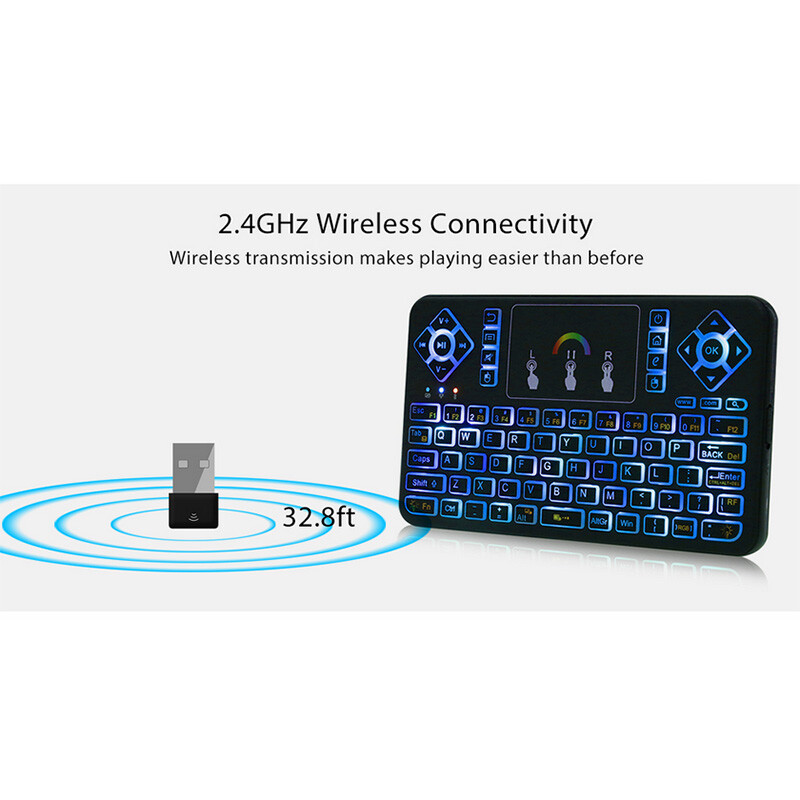 2.4GHz USB Q9 RPG Color Backlight Mini Wireless Keyboard+Touchpad Mousepad
