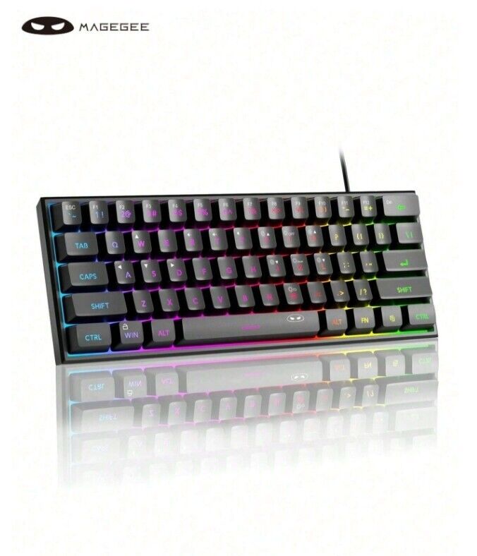 MageGee Mini 60% Gaming/Office Keyboard,TS91 Waterproof Keycap Type Wired RGB