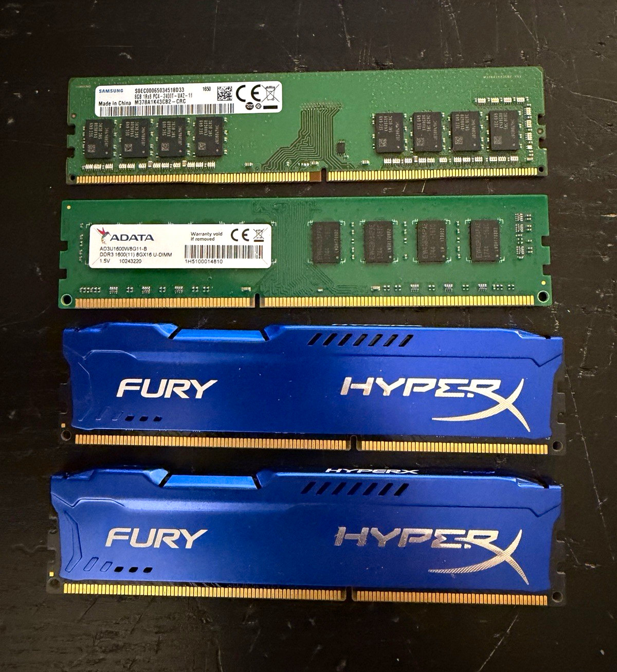 Assorted RAM sticks 8gb each DDR4 DDR3