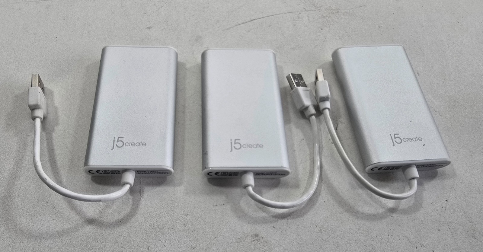 Lot of 3 j5create USB to VGA Display Adapters External Video Graphics Silver