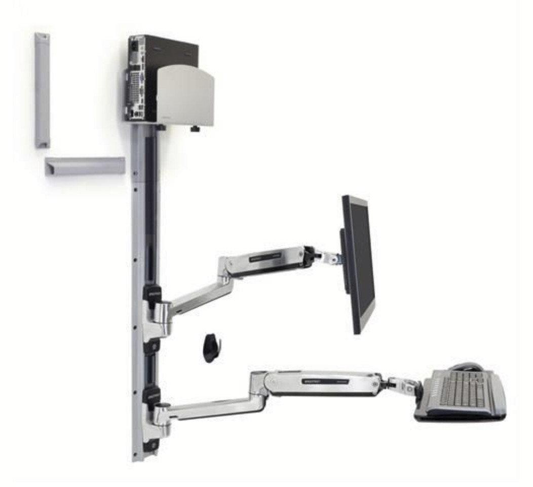 Ergotron LX Wall Mount System Desktop – Universal CPU Holder - Polished Aluminum