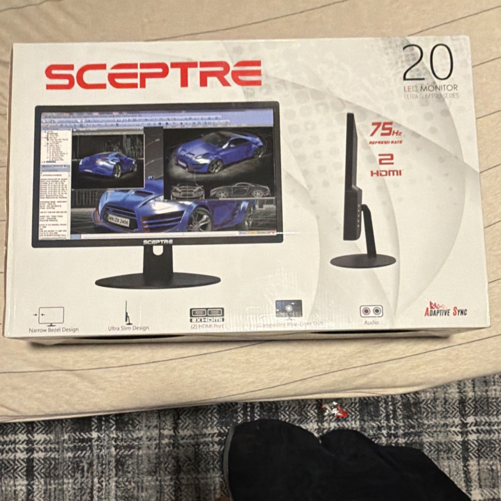 Sceptre 20" LED Monitor E209W-16003RT 75Hz HDMI Ultra Slim Adaptive-Sync Black