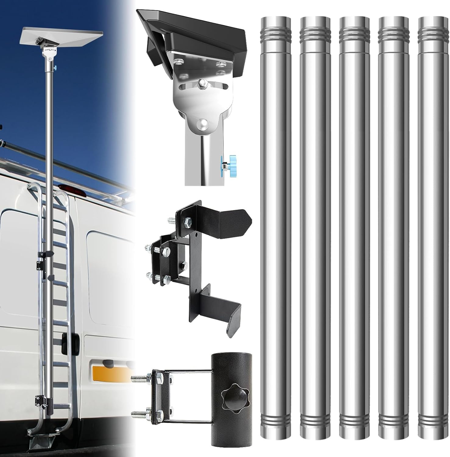 Starlink Mini Pole Mount,  8 Ft Starlink Mimi Mounting Kit with RV Ladder Mount,